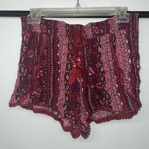 Mudd Maroon Patchwork Bid Shorts